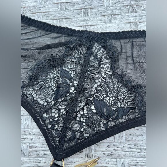 Garter belt, black, lace decorated, 4 suspenders, size Small - Picture 5 of 7